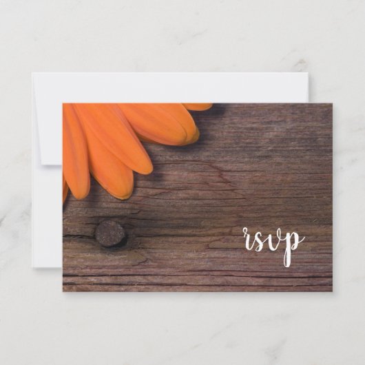 Rustikale Orange Daisy Ranch Wedding RSVP Card Karte (Vorderseite)
