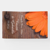 Rustikale Orange Daisy und Barnholz Country Weddin Banner (Horizontal)