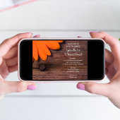 Rustikale Orange Daisy und Barnholz Country Weddin Einladung