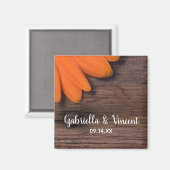 Rustikale Orange Daisy und Barnholz Country Weddin Magnet (Vorderseite/Rückseite)