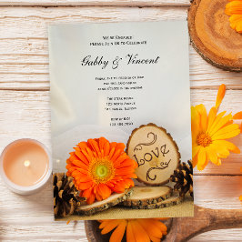 Rustikale Orange Daisy Woodland Engagement Party Einladung