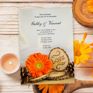 Rustikale Orange Daisy Woodland Engagement Party Einladung