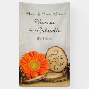 Rustikale Orange Daisy Woodland Wedding Banner