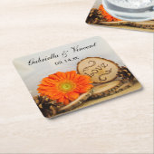 Rustikale Orange Daisy Woodland Wedding Rechteckiger Pappuntersetzer (angewinkelt)