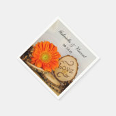 Rustikale Orange Daisy Woodland Wedding Serviette (Ecke)