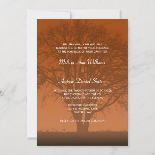 Rustikale Orange Eichenhochzeit Einladung