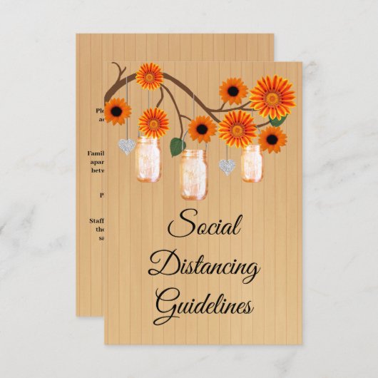Rustikale Orange Floral Mason Jar Sicherheitsmaßna Begleitkarte (Vorne/Hinten)