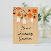 Rustikale Orange Floral Mason Jar Sicherheitsmaßna Begleitkarte (Stehend Vorderseite)