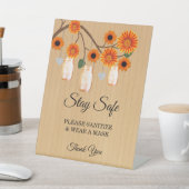 Rustikale Orange Floral Mason Jars Hochzeitsicherh Sockelschild (In SItu)