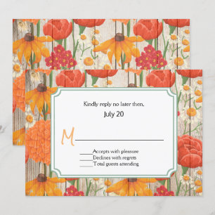 Rustikale Orange Floral Wedding RSVP Card Einladung
