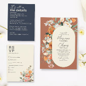 Rustikale Orange Florals mit Speisen RSVP Karte