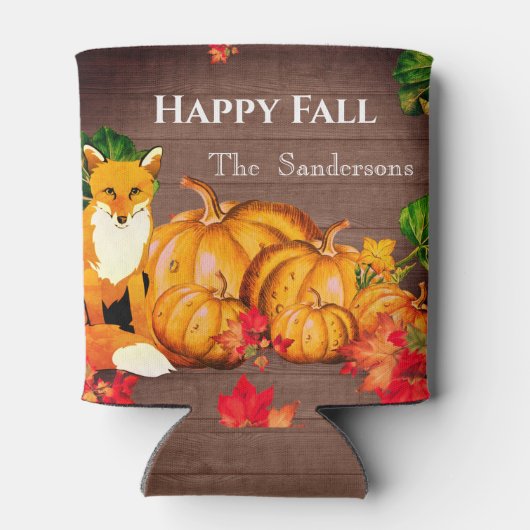 Rustikale Orange Fox Pumpkin Herbst Herbst Blätter Dosenkühler (Rückseite)