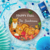 Rustikale Orange Fox Pumpkin Herbst Herbst Blätter Pappteller (Party)