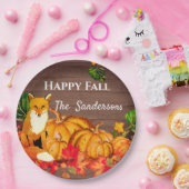 Rustikale Orange Fox Pumpkin Herbst Herbst Blätter Pappteller (Party)