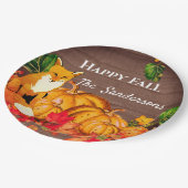 Rustikale Orange Fox Pumpkin Herbst Herbst Blätter Pappteller (Schrägansicht)
