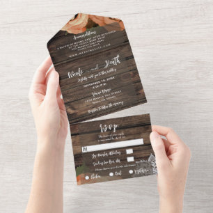 Rustikale Orange Gewürz Herbstrose Antike Spitze H All In One Einladung