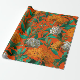 Rustikale Orange Grüne Botanische Fette Vintage Bl Geschenkpapier