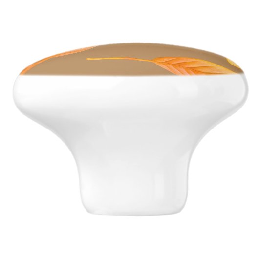 Rustikale Orange-Herbstlaub Keramikknauf (Seitenansicht)