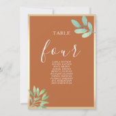 Rustikale Orange Hochzeitstabelle (Rückseite)