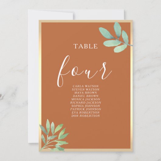 Rustikale Orange Hochzeitstabelle (Rückseite)