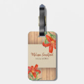 Rustikale Orange Lily Botanische Illustration Gepäckanhänger (Rückseite vertikal)