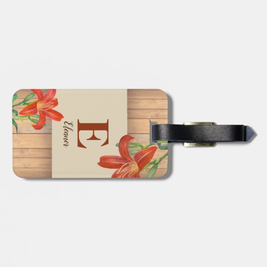 Rustikale Orange Lily Botanische Illustration Gepäckanhänger (Rückseite horizontal)