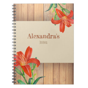 Rustikale Orange Lily Botanische Illustration Notizblock