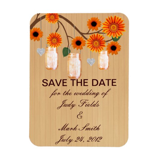 Rustikale Orange Mason Gläser Save The Date Magnet (Vertikal)