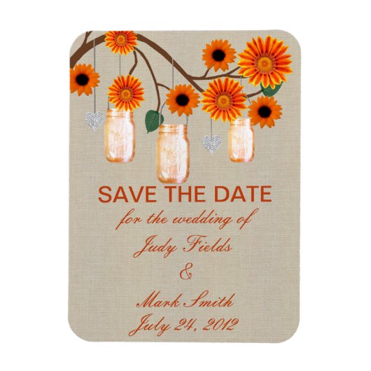 Rustikale Orange Mason Gläser Save The Date Magnet (Vertikal)
