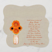Rustikale Orange Mason Jar Bridal Dusche Einladung (Vorne/Hinten)