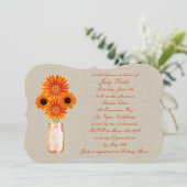 Rustikale Orange Mason Jar Bridal Dusche Einladung (Stehend Vorderseite)