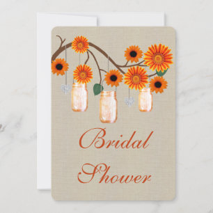 Rustikale Orange Mason Jars Bridal Dusche Einladun Einladung