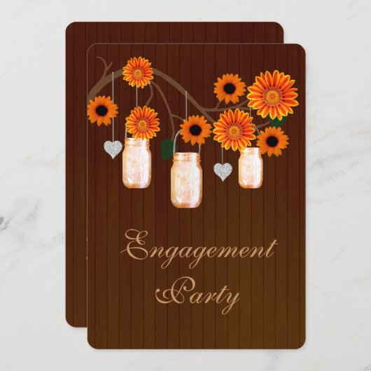 Rustikale Orange Mason Jars Engagement Party einla Einladung (Vorne/Hinten)