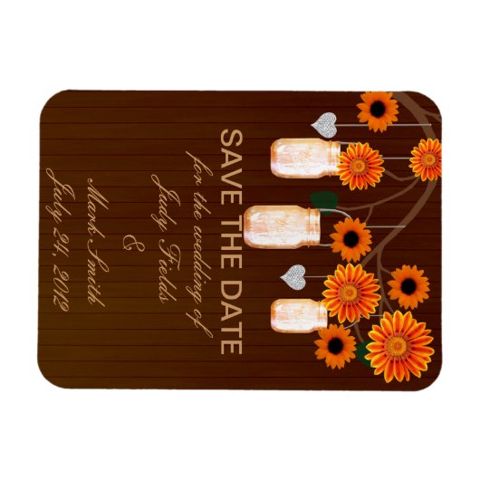 Rustikale Orange Mason Jars speichern das Date Mag Magnet (Horizontal)
