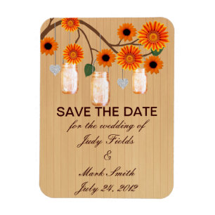 Rustikale Orange Mason Jars speichern das Date Mag Magnet
