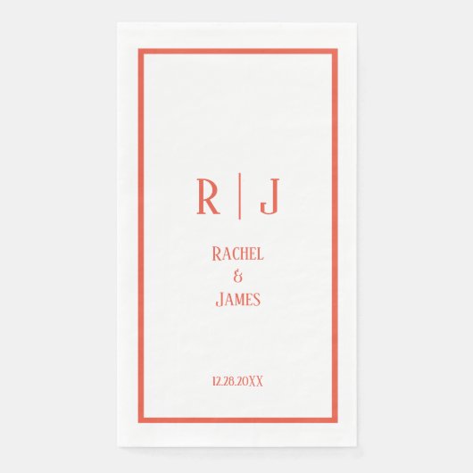 Rustikale Orange Minimalistische Monogramme Elegan Serviette (Vorderseite)