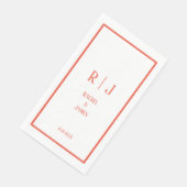 Rustikale Orange Minimalistische Monogramme Elegan Serviette (Ecke)