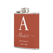 Rustikale Orange Monogram Bridesmaid Hip Flask Flachmann (Links)