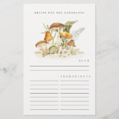 Rustikale Orange Mushroom Fern Foliage Rezept Card (Vorderseite)