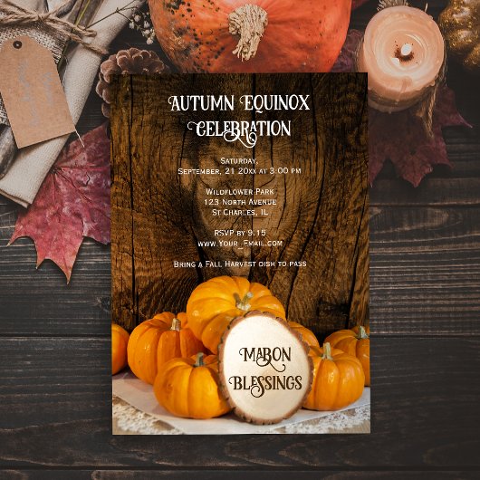 Rustikale Orange Pumpkins Herbst Tagundnachtfeier Einladung