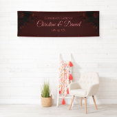 Rustikale Orange Red Fall Elegante Gotische Hochze Banner (Insitu)