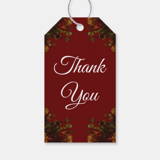 Rustikale Orange Red Fall Elegante Gotische Hochze Geschenkanhänger (Vorderseite)