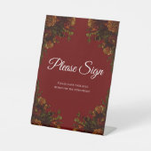 Rustikale Orange Red Fall Elegante Gotische Hochze Sockelschild (Vorderseite)