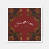 Rustikale Orange Red Fall Elegante Hochzeit Serviette (Vorderseite)