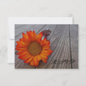 Rustikale Orange Red Sunflower Wedding RSVP Karten (Rückseite)