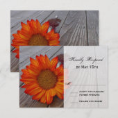 Rustikale Orange Red Sunflower Wedding RSVP Karten (Vorne/Hinten)
