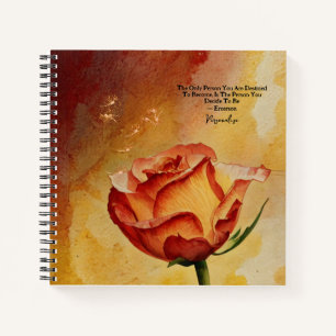 Rustikale Orange Rose Blume Emerson Quote Journal Notizblock