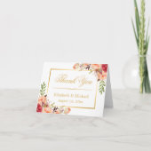 Rustikale Orange Rose Blume Gold Frame Vielen Dank Dankeskarte (Vorderseite)