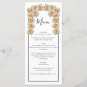 Rustikale Orange-Rose Hochzeit Menükarte (Vorderseite)