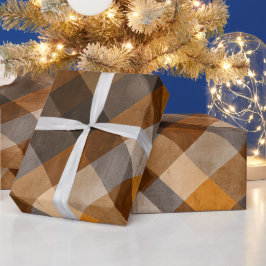 Rustikale Orange-Rost-Braun-Ton Plaid-Muster Geschenkpapier